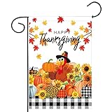 View Funnytree Happy Thanksgiving Day Garden Flag for Outside Mailbox Vertical Buffalo Check Plaid Autumn Fall Turkey Pumpkin Yard Sign Patio Indoor Outdoor Decor 12" x 18" - 
