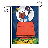 View  Halloween Snoopy Reading Book Magic Broom Garden Flag 12x18 - 