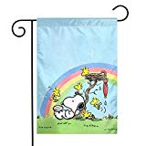 View Snoopy with Rainbow Unique Decorative Outdoor Yard Flags for Your Home 12 X 18 Inches - 