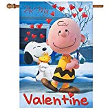 View  Peanuts BE My Valentine House Flag Snoopy 28" x 40"  - 
