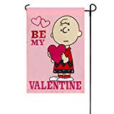 View Peanuts BE MY VALENTINE Garden Flag 12" x 18" Charlie Brown Snoopy - 