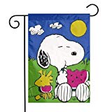 View Snoopy Garden Flag Perfect Decor for Outdoor Yard Porch Patio Farmhouse Lawn, 12 X 18 Inch - 