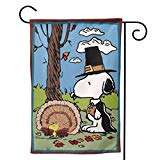 View Snoopy Fall Comes Double Sided Outdoor Flag House Banner for Yard Home Decor 12.5"x18" Inch Outdoor Deco - 