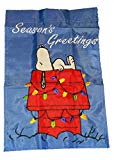 View PEANUTS SNOOPY ON DOGHOUSE SEASONS GREETINGS APPLIQUE FLAG~SIZE 12" x 18" - 