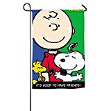 View Snoopy Woodstock Charlie Brown Its Good to Have Good Friends. Decorative Garden Flags - Weather Resistant & Double Stitched - 12.5x18 - 