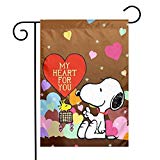 View Snoopy with Heart Garden Flag Yard Decorations Flag for Outdoor Use 100% Waterproof Polyester Flags 12 X 18 Inches - 