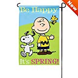 View  Peanuts BE HAPPY ITS SPRING Garden Flag 12" x 18"  - 