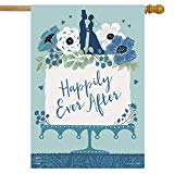 View Happily Ever After Wedding House Flag Bride & Groom Cake 28" x 40" - 