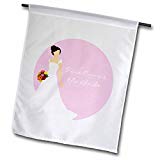View Here Comes The Bride-Brunette Bride Pink Garden Flag, 12 by 18-Inch - 