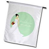 View Here Comes The Bride-Brunette Bride Mint Green Garden Flag, 12 by 18-Inch - 