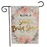 View  Double-Sided Flower Linen Garden Flag Outdoor Floral Holiday Yard Flags Seasonal Decorative Flags for Garden Yard Lawn Welcome Bridal Shower - 