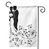 View  Wedding Couple, Premium Double Sided, Seasonal Spring Summer Outdoor Funny Garden Yard Lawn Decorative Flags, 12.5 X 18.5 Inch - 
