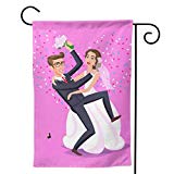 View  Just Married Funny Couple Bride Garden Flag, Double-Sided  - 