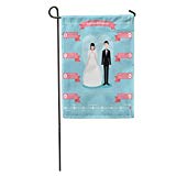 View Bouquet Couple of Newlyweds Groom and Bride Wedding Bridal Cartoon Home Yard House Decor Barnner Outdoor Stand 12x18 Inches Flag - 
