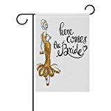 View Here Comes The Bride Wedding Small Garden Flag Vertical Polyester Double-Sided Printed Home Outdoor Yard Holiday Decor-12 x 18 inch - 