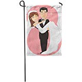 View Newlywed Bride Groom Just Married Couple Cartoon flag 12x18" - 