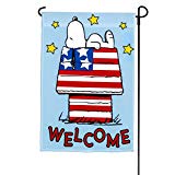View Peanuts PATRIOTIC WELCOME Garden Flag 12" X 18" Snoopy Charlie Brown 44319 - 