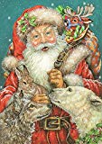 View  Santa and Friends  Decorative Winter Christmas Reindeer Holly Presents Garden Flag - 