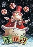 View  Peppermint Snowman Decorative Winter Christmas Joy House Flag - 