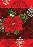 View Red Damask  Decorative Colorful Poinsettia Christmas Flower Garden Flag  - 