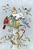 View Winter Birds 28 x 40 Inch Decorative Snow Bird Cardinal Jay Birdhouse House Flag - 