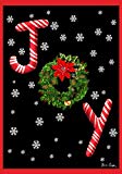 View  Joy  Decorative Candy Cane Christmas Holiday Snowflake Double Sided House Flag - 