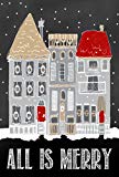 View  All Is Merry  Decorative Winter Holiday Home Artistic Snow House Flag  - 