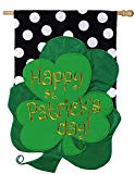 View Evergreen Flag St. Patrick's Clovers Applique House Flag, 28 x 44 inches - 
