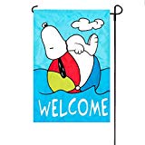View Summer Peanuts Welcome Embroidered / Applique Garden Flag 12" x 18" Snoopy 40208 - 