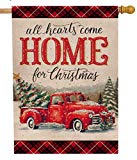 View Selmad Christmas 28 x 40 House Flag Farm Red Truck Double Sided, Xmas Pickup Rustic Quote Burlap Garden Yard - 