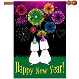 View W&X New Years Flag,Happy New Year Garden Flag with Two Grommets 28x40  - 