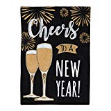 View Evergreen Cheers to a New Year Outdoor Safe Double-Sided Burlap Garden Flag, 12.5 x 18 inches - 