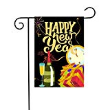 View PANHUI Happy New Year Garden Flag Champagne Bottle Celebrate Holiday Yard Lawn Outdoor Flag 12" x 18" - 