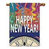 View KafePross Happy New Year Bell and Ribbon Decorative House Flag 28"x40" - 
