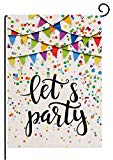 View pingpi Let's Party Festive Birthday Home Garden Flag 12.5"x18" Vertical Double Sided Burlap Yard Outdoor Decor - 