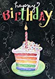 View Toland Home Garden 1012277 Rainbow Cake Birthday 28 x 40 Inch Decorative, Happy Chalkboard Celebration, Double Sided House Flag - 