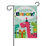 View ALAZA U Life Happy Birthday Dinosaurs Garden Yard Flag Banner for Outside House Flower Pot Double Side Print 12 x 18 Inch - 