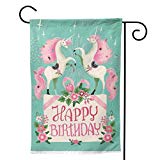 View HSDQE69 Unicorn Happy Birthday Garden Flag, Double-Sided, Outdoor Courtyard Porch Terrace Farmhouse Lawn Perfect Decoration, Multi-Yard, There is Always One for You - 