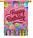 View Breeze Decor H115133 Celebrate Happy Birthday Special Occasion Party & Celebration Decorative Vertical House Flag, 28" x 40", Multicolor - 