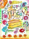 View Happy Birthday Watercolor Cake and Candles Decorative Garden Flag, Double Sided, 12" x 18" Inches, Outdoor Banner - 