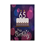 View Polyester Garden Flag Outdoor Flag House Flag Banner,65th Birthday Decorations,Birthday Ceremony Artwork with Cake Hand Writing Best Wishes,Blue Pink White,for Wedding Anniversary Home Outdoor Garden - 