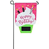 View Evergreen Birthday Cupcake Outdoor Safe Double-Sided Applique Garden Flag, 12.5 x 18 inches - 