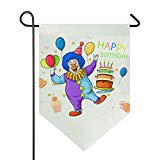 View Oarencol Happy Birthday Cake Clown Balloon Star Garden Flag Double Sided Home Yard Decor Banner Outdoor 12.5 x 18 Inch - 