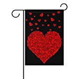 View WIHVE Valentine's Day Garden Flag 12 x 18 Inch, Love Dancing Red Heart House Flag Double Sided Decorative Outdoor Banner for Wedding Anniversary Home Garden Yard Decor  - 