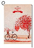 View BLKWHT Happy Valentine's Day Garden Flag Vertical Double Sided Red Love Heart Bicycle Yard Outdoor Decorative 12.5 x 18 Inch - 