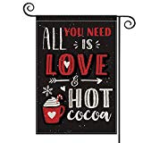View AVOIN All You Need is Love and Hot Cocoa Garden Flag Vertical Double Sized, Christmas Valentine's Day Holiday Burlap Yard Outdoor Decoration 12.5 x 18 Inch - 