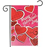 View KissDate Double Sided Linen Happy Valentine's Day Garden Flag, Perfect for Outdoor Garden Yard Decoration (12.5" x 18") - 