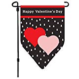 View W&X Valentine's Day Flag,Valentine's Heart Garden Flag 12.5x18 Inch Double Sided Printing 2 Layer Burlap Valentine Flags for Garden Decoration - 
