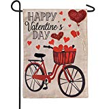 View Evergreen Valentine's Day Bicycle Burlap Garden Flag - 