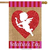 View Cupid Burlap Valentine's Day House Flag Holiday Love 28" x 40" Briarwood Lane - 